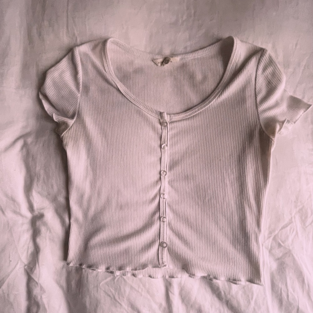 AEROPOSTALE WHITE CROPPED TEE